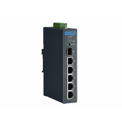 EKI-2706G-1GFPI-AE: 4GE PoE+1GE+1G SFP Unmanaged Industrial Ethernet Switch w/ Wide Temp.