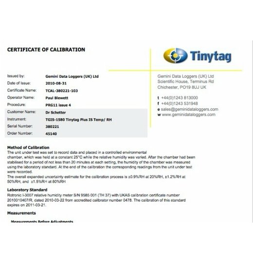 Service-Kalibrierung Tinytag Energie-Datenlogger TGE-0001/2